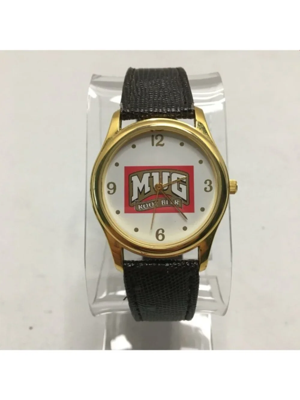 Mug Rootbeer Promotional Watch Gold Tone Leather Band